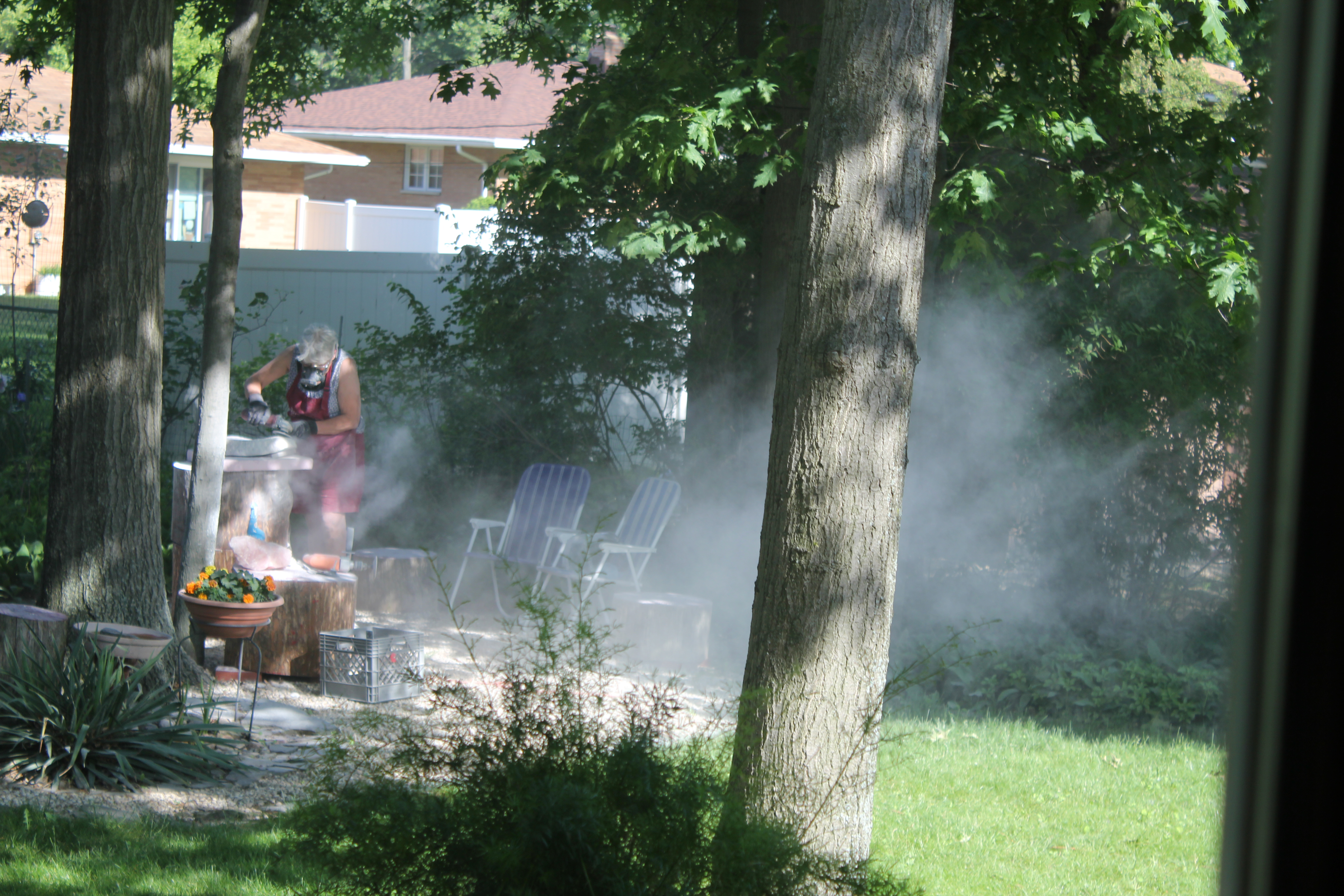 Working in a cloud of dust in our backyard